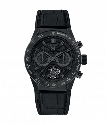 Carrera Calibre Heuer 02T 45 Chronograph Tourbillon Titanium / Ceramic / Alligator / Black Phantom