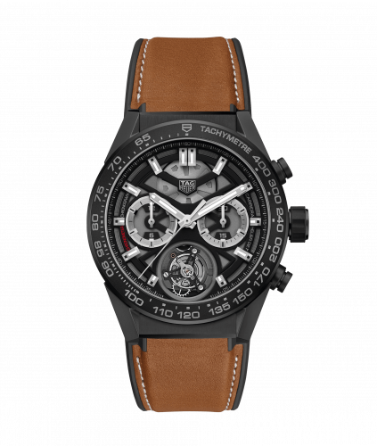 Carrera Calibre Heuer 02T 45 Chronograph Tourbillon Ceramic / Calf
