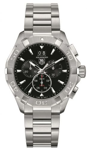 Aquaracer 300M Quartz Chronograph 43 Stainless Steel / Black / Bracelet