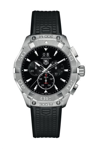 Aquaracer 300M Quartz Chronograph 43 Stainless Steel / Black / Rubber