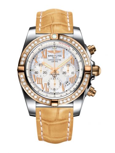 Chronomat 44 Stainless Steel / Rose Gold / Diamond / Pearl Roman / Croco