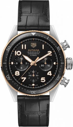 Autavia Heuer 02 Isograph Stainless Steel / Rose Gold / Black / Strap