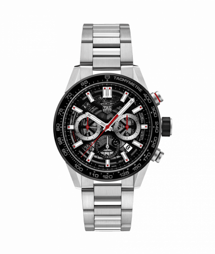 Carrera Calibre Heuer 02 43 Stainless Steel / Black Ceramic / Skeleton / Bracelet