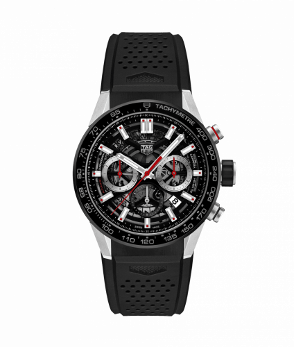 Carrera Calibre Heuer 02 43 Stainless Steel / Black Ceramic / Skeleton / Rubber