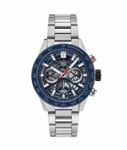 Carrera Calibre Heuer 02 43 Stainless Steel / Blue Ceramic / Skeleton / Bracelet
