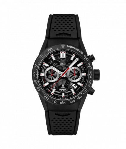 Carrera Calibre Heuer 02 43 Black Ceramic / Skeleton / Rubber
