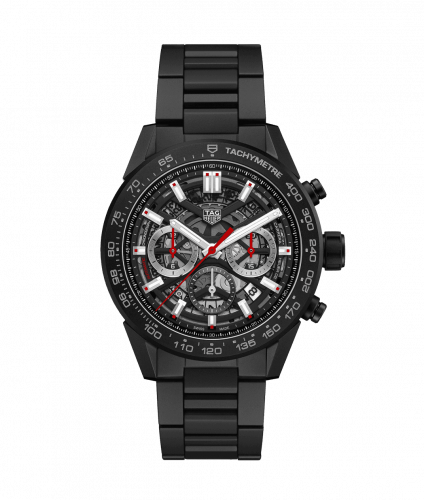 Carrera Calibre Heuer 02 45 Black Ceramic / Skeleton / Bracelet