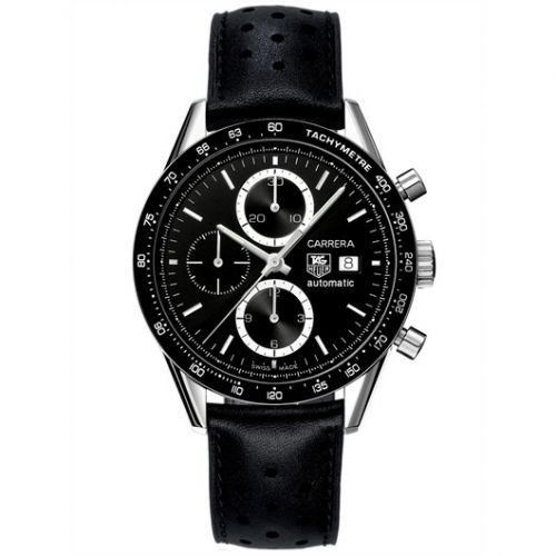 Carrera Calibre 16 41 Stainless Steel / Black / Calf