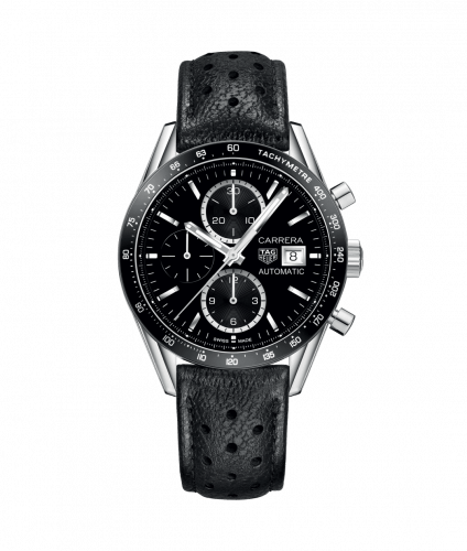 Carrera Calibre 16 41 Stainless Steel / Black / Calf