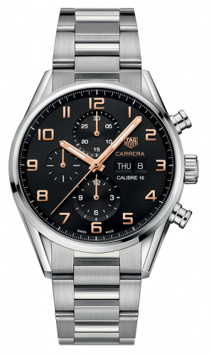 Carrera Calibre 16 Day Date 43 Stainless Steel / Black / Bracelet