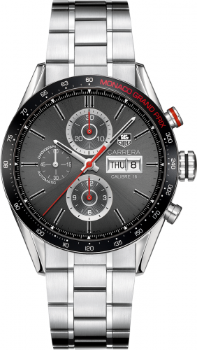 Carrera Calibre 16 Day Date 43 Stainless Steel / Grey / Monaco Grand Prix