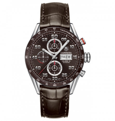Carrera Calibre 16 Day Date 43 Stainless Steel / Brown / Alligator