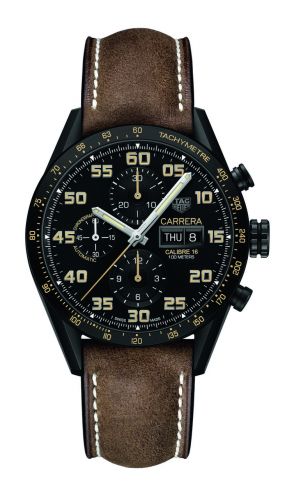 Carrera Calibre 16 Day Date 43 Titanium PVD / Black / Calf