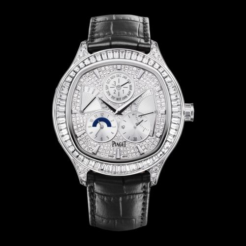 Emperador Coussin Perpetual Calendar White Gold Full Diamond