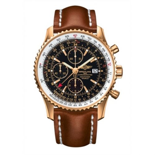 Navitimer World Red Gold / Black / Calf / Pin
