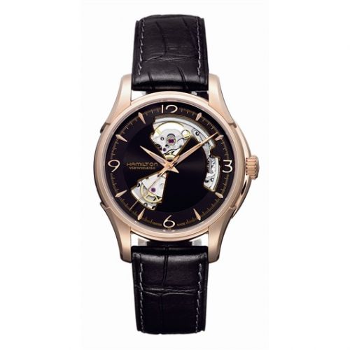 Jazzmaster Open Heart 40mm Black Dial PVD Gold