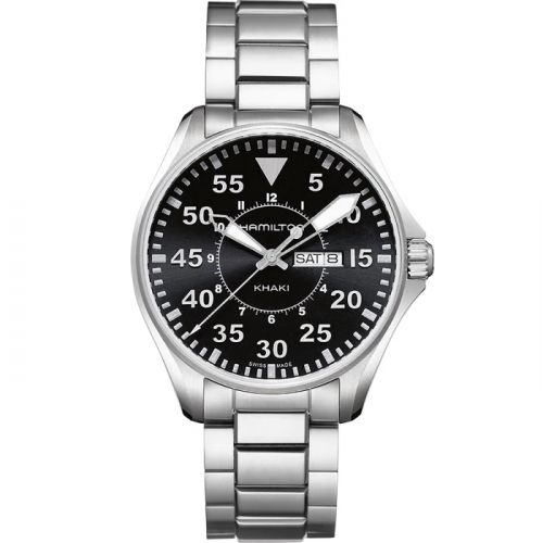 Khaki Pilot Day Date Quartz Black / Bracelet