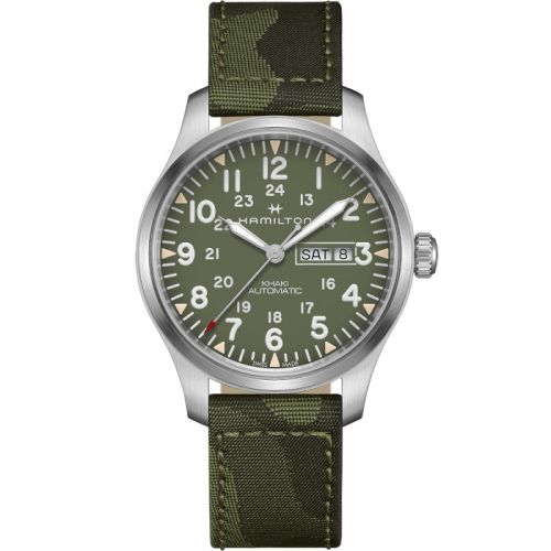 Khaki Field Day Date Auto Stainless Steel / Green