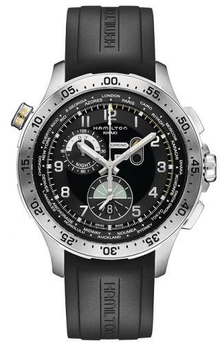 Khaki Pilot Chrono Worldtimer Black / Rubber