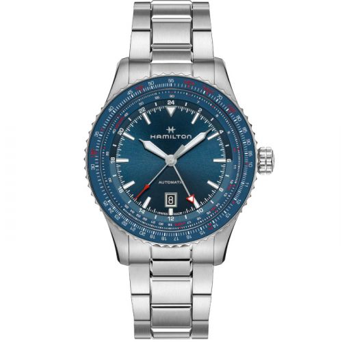 Khaki Aviation Converter Auto GMT Stainless Steel / Blue / Bracelet