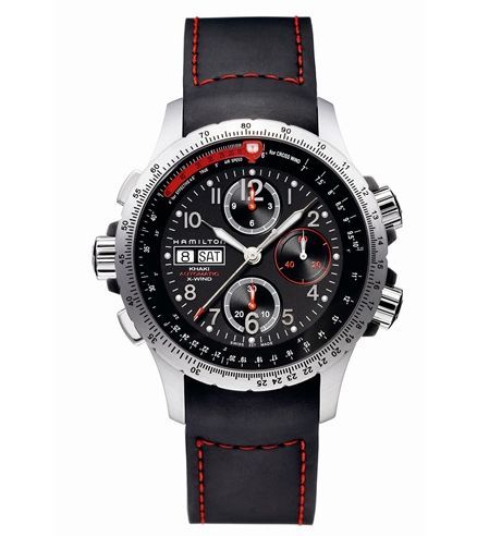 Khaki Aviation X-Wind Automatic Black-Orange / Leather