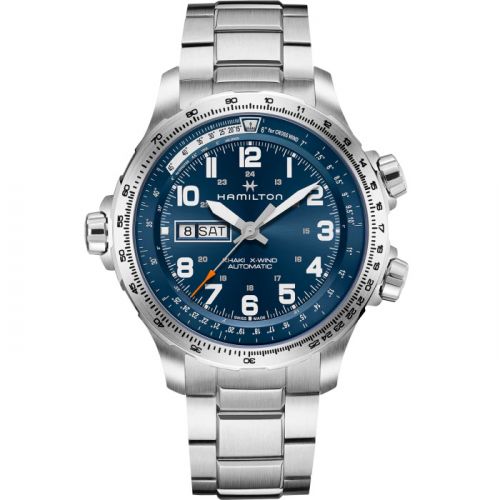 Khaki Aviation X Wind Day Date Auto Blue / Bracelet