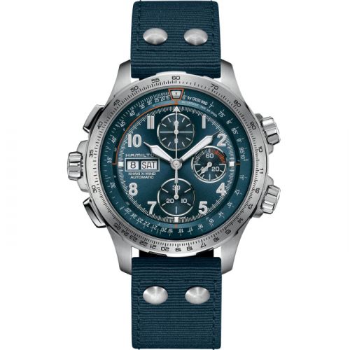 Khaki Aviation X Wind Day Date Auto Chrono Blue / Canvas