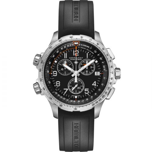 Khaki Aviation X-Wind GMT Chrono Quartz Black / Rubber