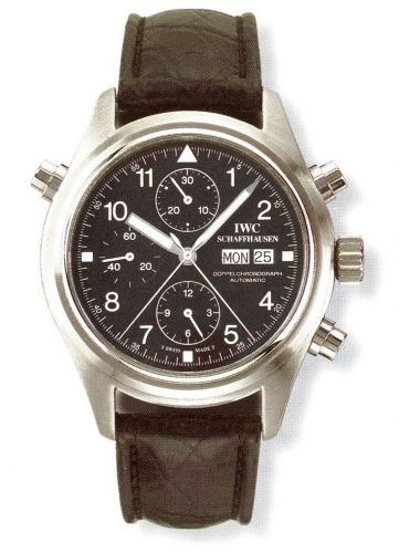 Pilot's Watch Doppelchronograph Stainless Steel / Black / Italian / Strap