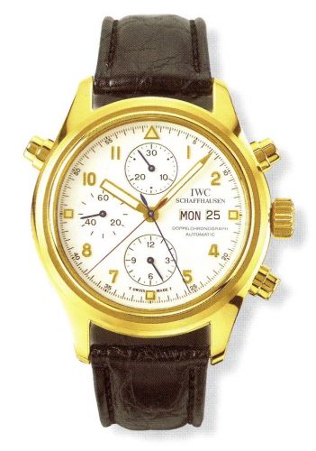 Pilot's Watch Doppelchronograph Yellow Gold / White / German / Strap