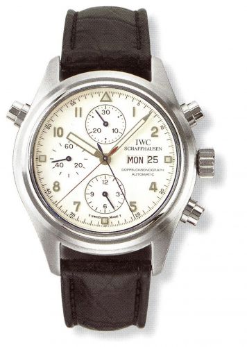 Pilot's Watch Doppelchronograph Platinum / White / German / Strap