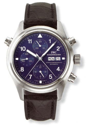 Pilot's Watch Doppelchronograph Platinum / Blue / Italian / Strap