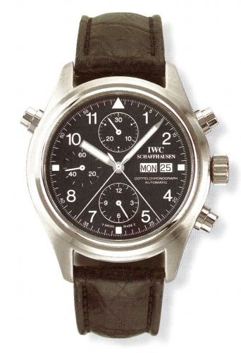 Pilot's Watch Doppelchronograph Stainless Steel / Black / German / Strap