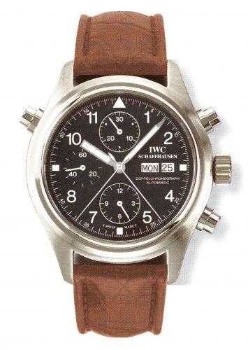 Pilot's Watch Doppelchronograph Stainless Steel / Black / German / Strap