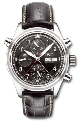 Pilot's Watch Spitfire Double Chronograph Stainless Steel / Black / Italian / Strap