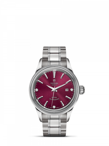 Style 28 Stainless Steel / Burgundy-Diamond / Bracelet