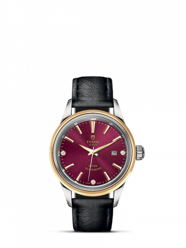 Style 28 Stainless Steel / Yellow Gold / Burgundy-Diamond / Strap
