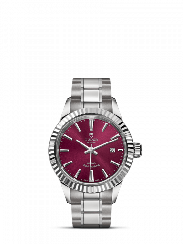 Style 28 Stainless Steel / Fluted / Burgundy / Bracelet