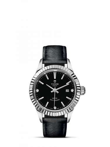 Style 28 Stainless Steel / Fluted / Black-Diamond / Strap