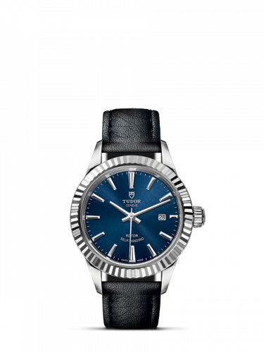 Style 28 Stainless Steel / Fluted / Blue / Strap