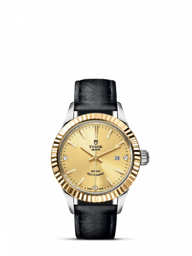 Style 28 Stainless Steel / Yellow Gold / Fluted / Champagne-Diamond / Strap