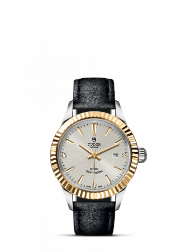 Style 28 Stainless Steel / Yellow Gold / Fluted / Silver-Diamond / Strap
