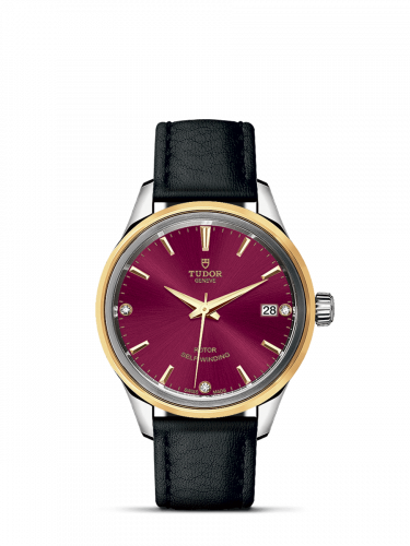Style 34 Stainless Steel / Yellow Gold / Burgundy-Diamond / Strap