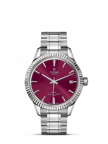 Style 34 Stainless Steel / Fluted / Burgundy / Bracelet