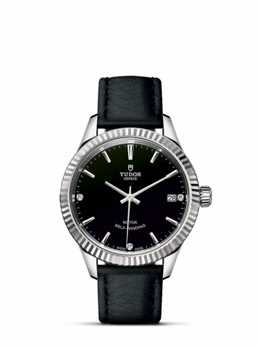 Style 34 Stainless Steel / Fluted / Black-Diamond / Strap