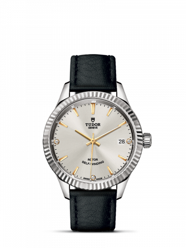 Style 34 Stainless Steel / Fluted / Silver-Diamond / Strap