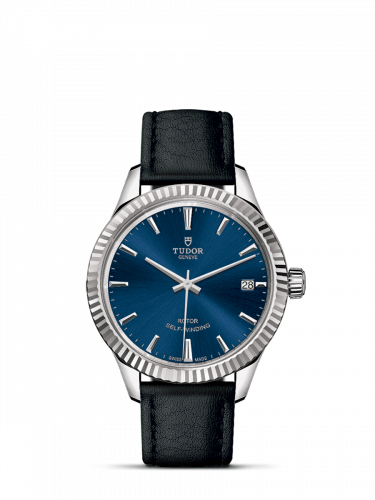 Style 34 Stainless Steel / Fluted / Blue / Strap