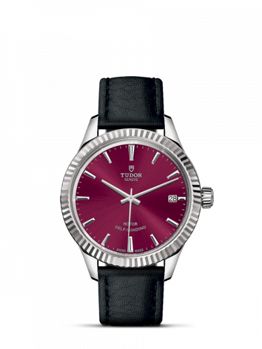Style 34 Stainless Steel / Fluted / Burgundy / Strap