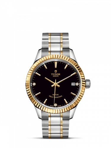 Style 34 Stainless Steel / Yellow Gold / Fluted / Black-Diamond / Bracelet