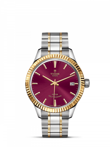 Style 34 Stainless Steel / Yellow Gold / Fluted / Burgundy / Bracelet